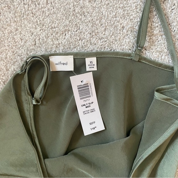 Aritzia Wilfred Only Slip Midi Dress in Bitter Sage - Picture 7 of 7